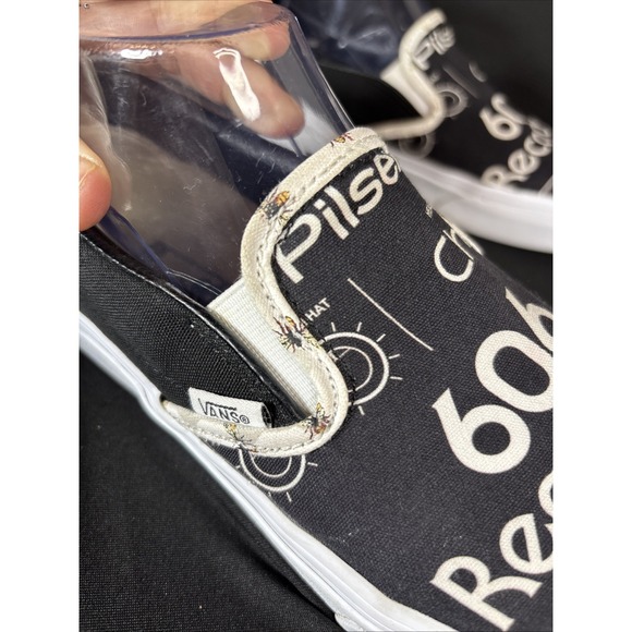 RARE Vans X 606 Records Custom Order Slip Ons, Discontinued, Black/White, Size 8 - Picture 3 of 9